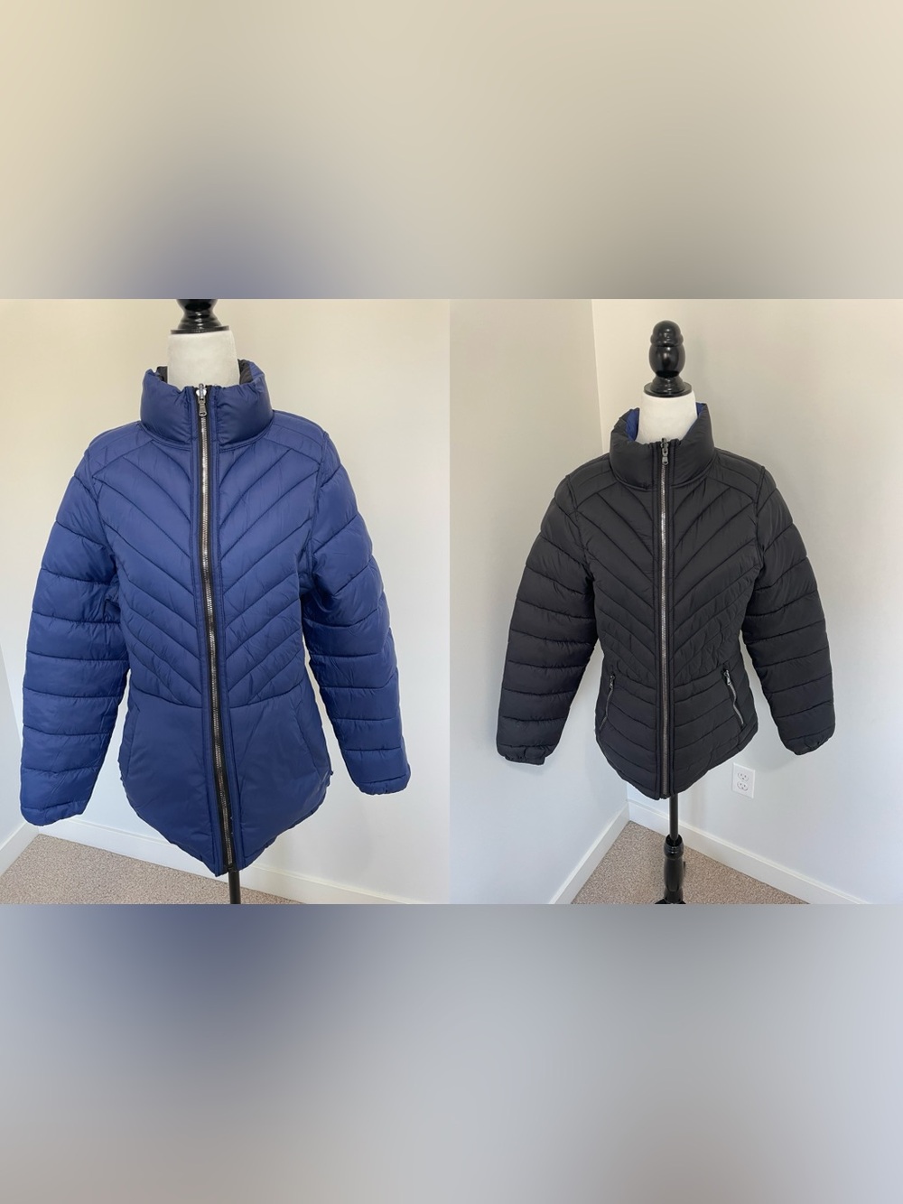 Snobbish Collection Black / Blue Reversible Puffer Jacket - Size Large - 1 Coat